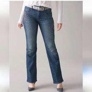 White House Black Market Embellished Skinny Flare Everyday Soft Denim Jeans